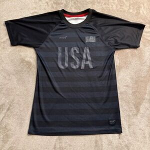 Mitre Kids USA Soccer Jersey Black Grey Striped Training Shirt BC11916-UBS M